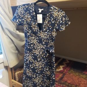 Blue Floral Wrap Dress